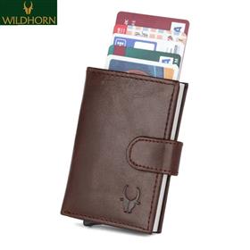 WILDHORN Nepal® RFID Protected Unisex Genuine Leather Card Holder (Brown)