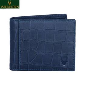 WildHorn Nepal RFID Protected Genuine Leather Blue Croco style wallet to gift for him (WH 1173 Blue Croco)