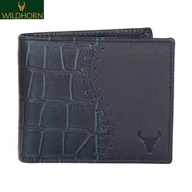 Wildhorn Nepal Napa Hide® Genuine Leather Rfid Protected Wallet For Men ( Nph 005 Blue Croco ) - Blue