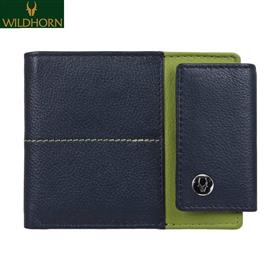 WildHorn Nepal RFID Protected Genuine Leather Wallet for Men (WH500-NAVY&GRN)