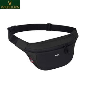WILDHORN 2.4L Waist Bag for Unisex I Headphone Hole I Ultra Strong Stitching, Sturdy Zippers, Waterproof, Fanny Pack for Hiking Travel Camping Running Sports with Adjustable Strap (Black)
