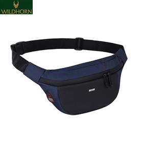 WILDHORN 2.4L Waist Bag for Unisex I Headphone Hole I Ultra Strong Stitching, Sturdy Zippers, Waterproof, Fanny Pack for Hiking Travel Camping Running Sports with Adjustable Strap (Navy & Black)