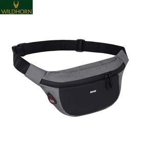 WILDHORN 2.4L Waist Bag for Unisex I Headphone Hole I Ultra Strong Stitching, Sturdy Zippers, Waterproof, Fanny Pack for Hiking Travel Camping Running Sports with Adjustable Strap (Grey Melange)