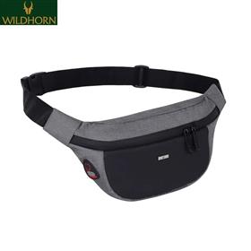 WILDHORN 2.4L Waist Bag for Unisex I Headphone Hole I Ultra Strong Stitching, Sturdy Zippers, Waterproof, Fanny Pack for Hiking Travel Camping Running Sports with Adjustable Strap (Grey Melange)