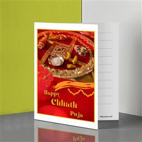 Chhath Parwa Greeting Card - Ritual Design