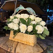 Classic White Rose Charm Basket