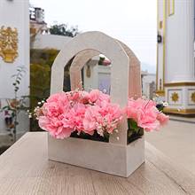 Pink Carnations in Arch Lokta Basket