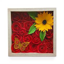 Red Rose & Sunflower Papercraft Flower Box
