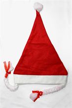 Santa Claus Cap with Girls' Plaids / Braids