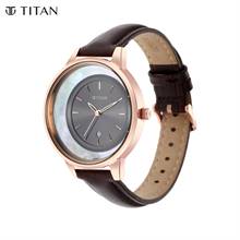 Titan Crescent Anthracite Dial Leather strap watch for women (2648WL04)