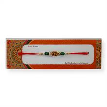 OM Rakhi with Green Beads