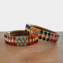 Multicolored Stone Bangles (Set of 2)