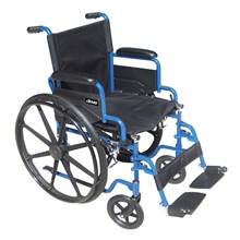 Drive Devilbiss Medical Blue Streak Wheelchair with Flip Back Desk Arms, Swing Away Footrests