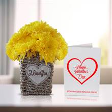 Yellow Daisies in Woven Husk Holder - Personalized Message