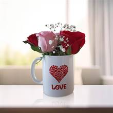 Love Mug with Red and Pink Roses