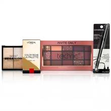 Mother's Day Makeup Set 4 - Technic Eye Palette, Highlighter, L'oreal Lip Palette and Covergirl Eye Pencil