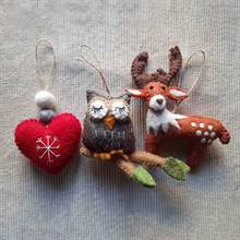 Christmas Decoration Trio - The Wise Heart Owl and Spotted Deer