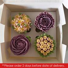 Ministry of Cupcakes - Box of 4 - Mauve Roses & Hydrangeas