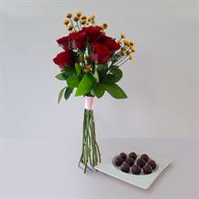 Ever After Rose Bouquet with Belgian Chocolates Gift Set