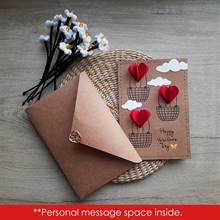 Valentine's Day Red Heart Parachutes Handcrafted Greeting Card