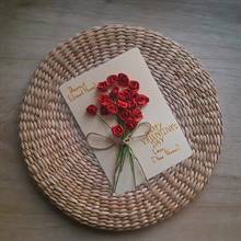 Valentine's Day Red Rose Bouquet Handcrafted Greeting Card