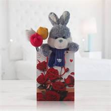 Oreo Archies Bunny with Crochet Tulip Poms in a Gift Bag