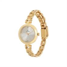 Titan Quartz Analog Champagne Dial Golden Stainless Steel Strap Watch For Women 2598YM01