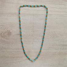 Turquoise and Gold Beaded Potey Necklace