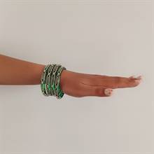 Green Bangles with White Stone Detailing (Set of 4)
