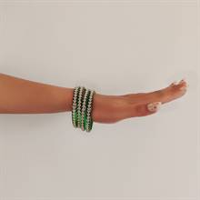 Green Bangles with Silver Stone Detailing (Set of 4)