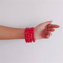 Glossy Red Crystal Cluster Bangles (Set of 4)