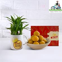 Lucky Bamboo with Best Baba Mug & Sugarless Besan Laddoo