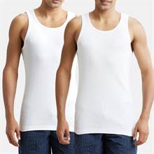 Jockey Super Combed Cotton Rib Round Neck Sleeveless Vest with StayFesh Properties - White (Pack of 2) #8823