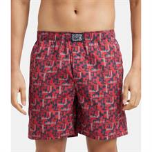 Jockey Super Combed Mercerized Cotton Woven Printed Boxer Shorts with Side Pockets - Brick Red #US57