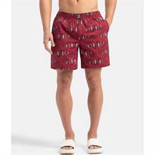 Jockey Super Combed Mercerized Cotton Woven Printed Boxer Shorts with Side Pockets - Karanda Red #US57