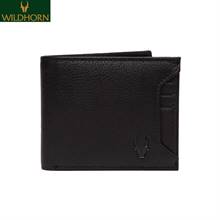 WildHorn Black Genuine Leather Wallet For Men - WH1251 | Black Solid Leather Wallet For Men | Black Purse For Men