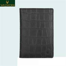 WILDHORN Nepal 100% Genuine Leather RFID Protected Passport Holder Cover Case (WHPH 001 Black Croco)