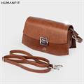 S-Luna Premium Leather Crescent Crossbody Side Bag for Women by Humanfit (#1531) - Tan Brown