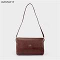 New Premium Leather Shoulder Side Bag for Women by Humanfit (#1532) - Leather Brown