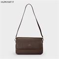 New Premium Leather Shoulder Side Bag for Women by Humanfit (#1532) - Dark Brown