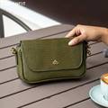 New Genuine Leather Ladies Shoulder Side Bag for Women by Humanfit (#1537) - Olive Green