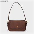 New Genuine Leather Ladies Shoulder Side Bag for Women by Humanfit (#1537) - Brown