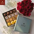 Rasa: Artisanal 16 pc Assorted Mithai Box with Roses
