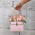 Pink Blush Roses in Paper Tote 