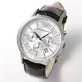 Emporio Armani Men's AR2432 Chronograph Stainless Steel and Black Leather Watch