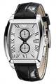 Emporio Armani Men's AR0936 Chronograph Stainless Steel and Black Leather Watch
