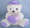 Small Teddy With Purple Heart Pillow