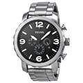 Fossil Men's JR1353 Silver Stainless-Steel Analog Quartz Watch with Black Dial