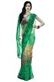 Floral Printed Green Saree
