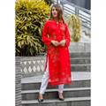 Red Chiffon Long Kurti (228-113)